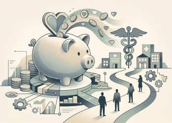 A conceptual illustration representing the funding of social care through financial planning.