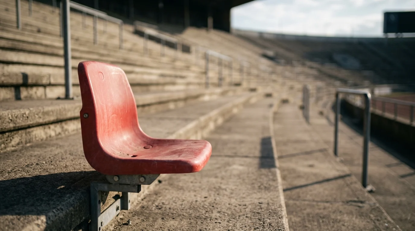 Close-up of a plastic seat in a sports stadium.