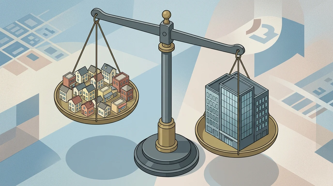 A graphic representing a tiered tax system using a balance scale.