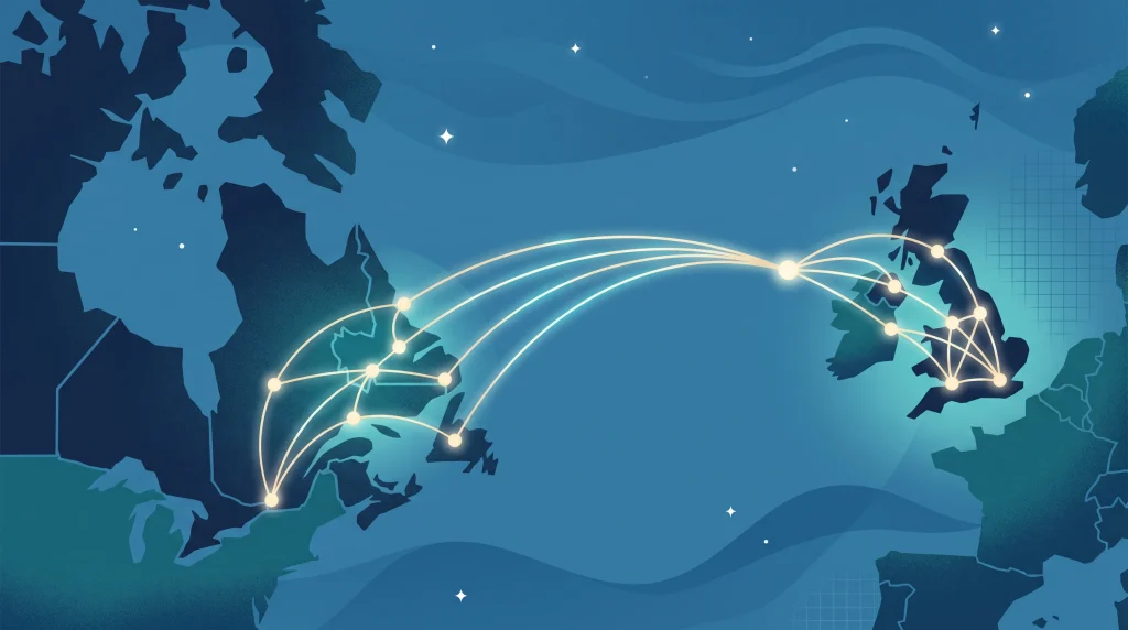 A conceptual map showing links between the UK and Canada.
