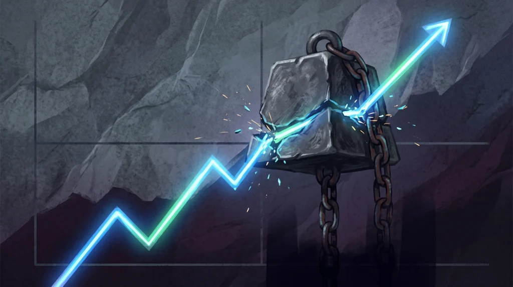 Conceptual image of economic growth vs debt