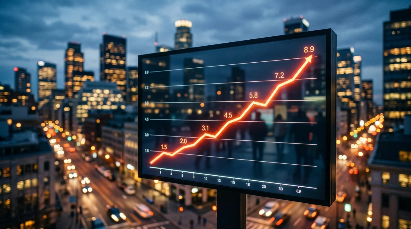 A conceptual graph showing rising economic indicators.