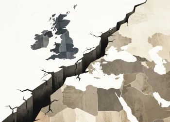 A conceptual illustration representing a diplomatic rift between the UK and Israel.