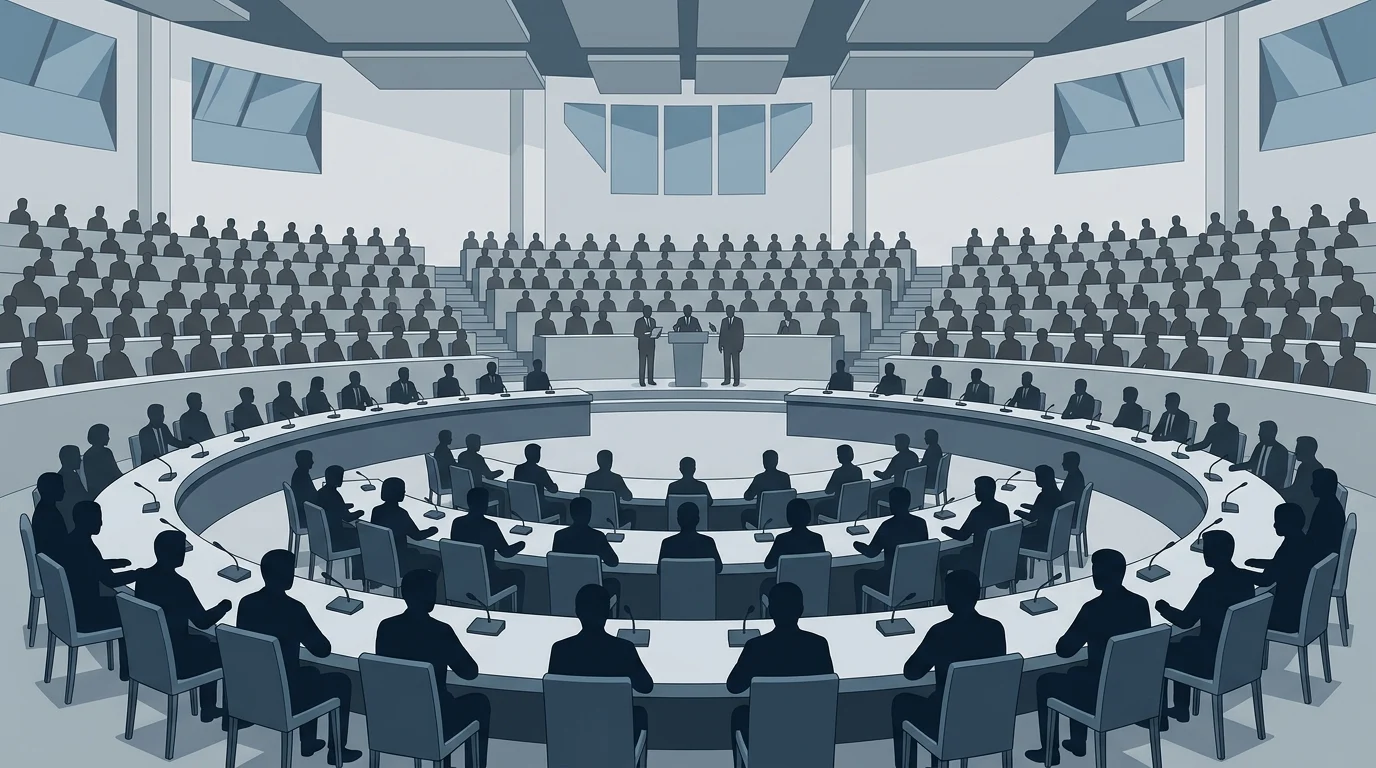 A conceptual illustration of a diplomatic assembly.