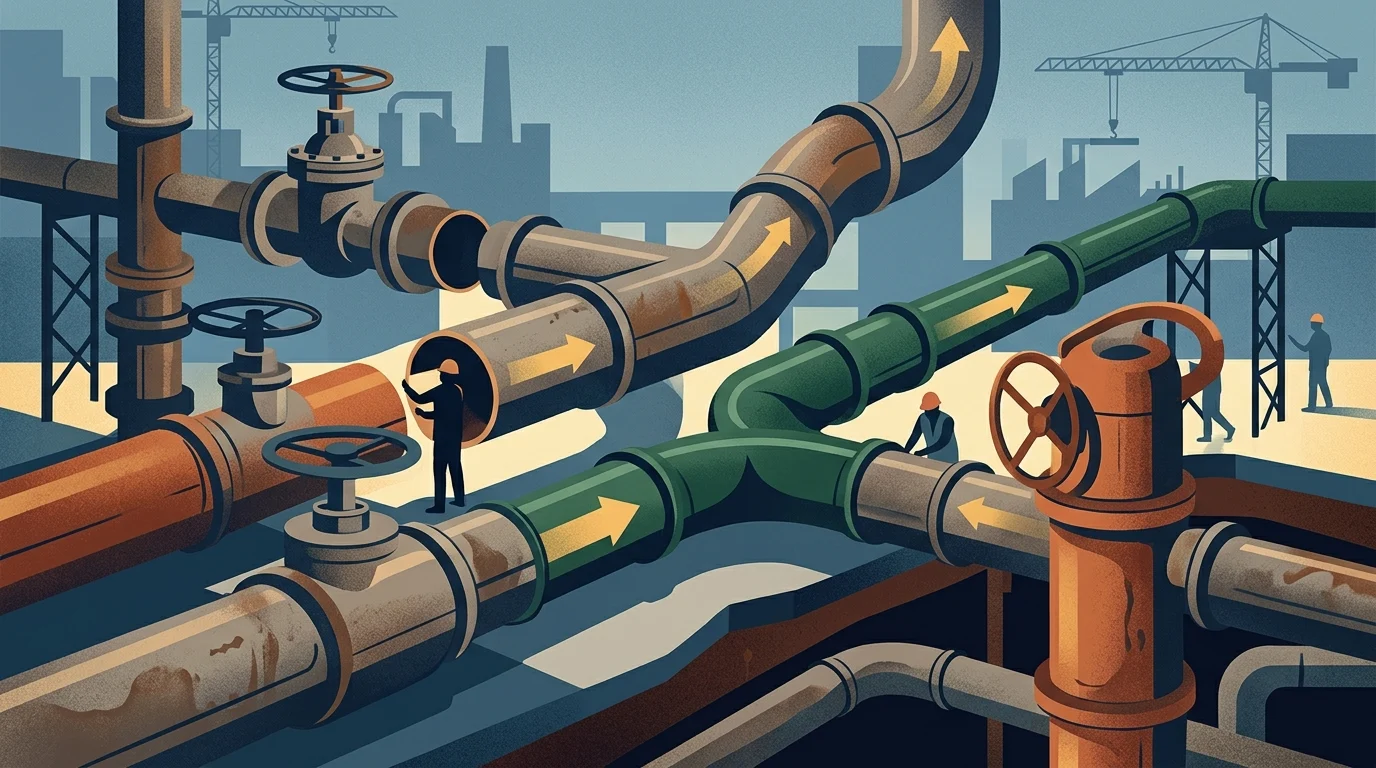 Conceptual illustration of industrial gas pipes.