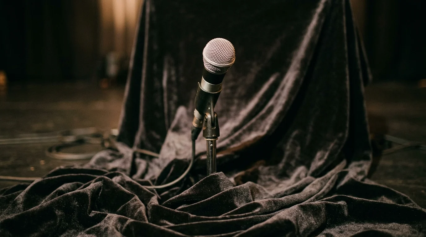 Close-up of velvet fabric and a microphone.
