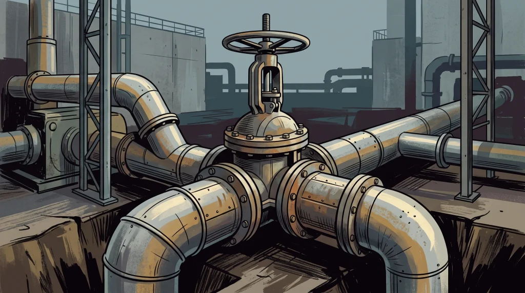 Conceptual illustration of industrial water infrastructure.