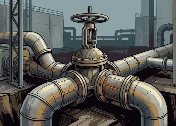 Conceptual illustration of industrial water infrastructure.