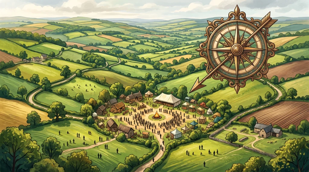 Conceptual landscape of Somerset farmland representing the festival location.