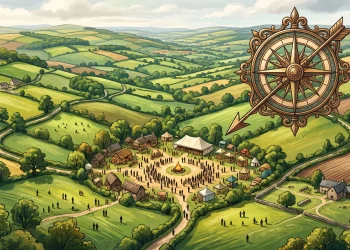 Conceptual landscape of Somerset farmland representing the festival location.
