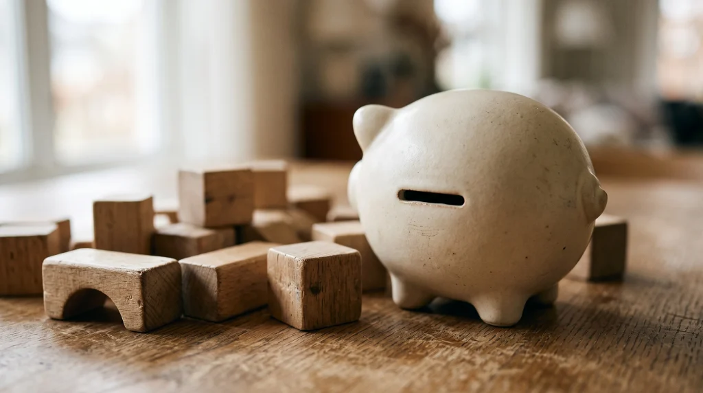Conceptual image representing household finances and childcare.