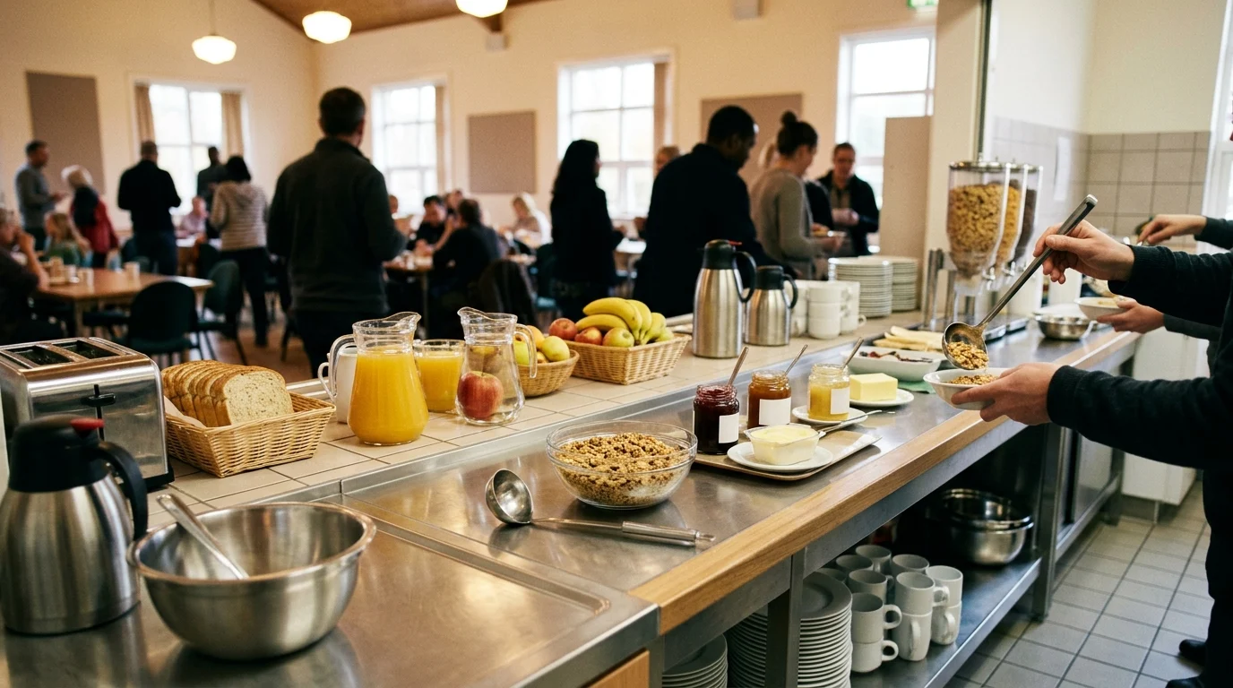A clean, modern kitchen counter in a community space.