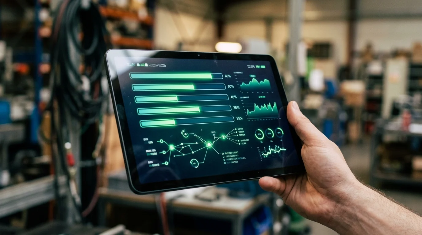 Conceptual digital dashboard showing data tracking.