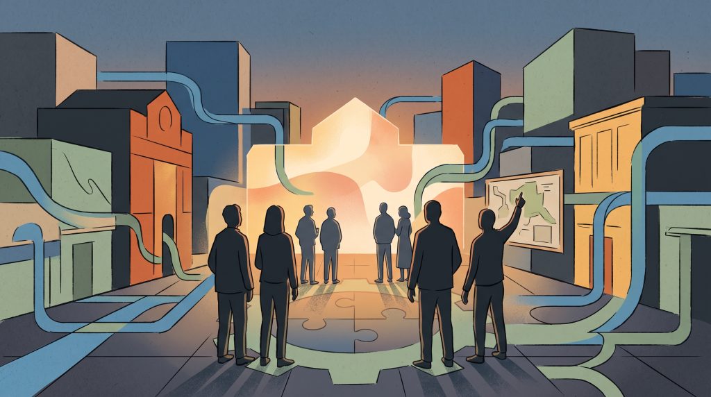 Conceptual editorial illustration