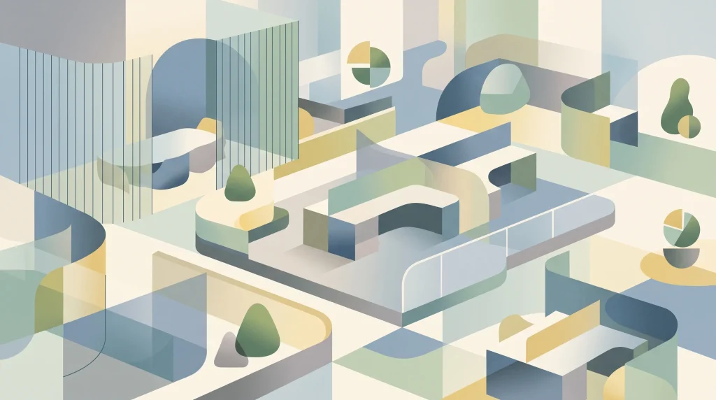 A conceptual illustration of an inclusive office space.