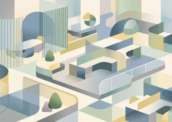 A conceptual illustration of an inclusive office space.