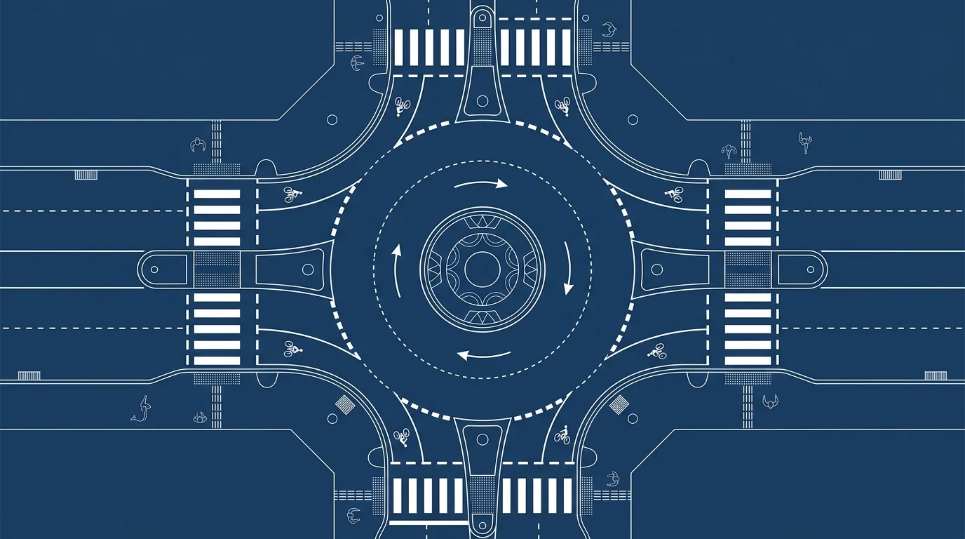 A conceptual architectural plan for a road junction improvement.