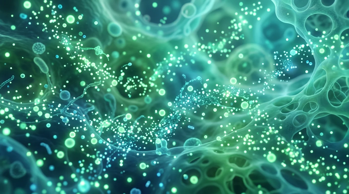 A conceptual rendering of a biological microbiome.