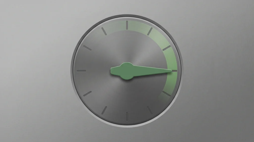 A conceptual illustration showing a green dial representing political pressure.