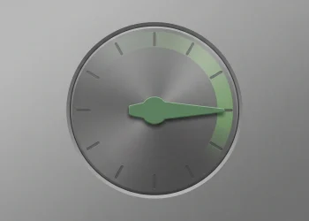 A conceptual illustration showing a green dial representing political pressure.