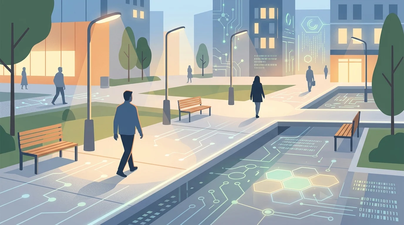 Conceptual illustration of public safety in an urban environment.