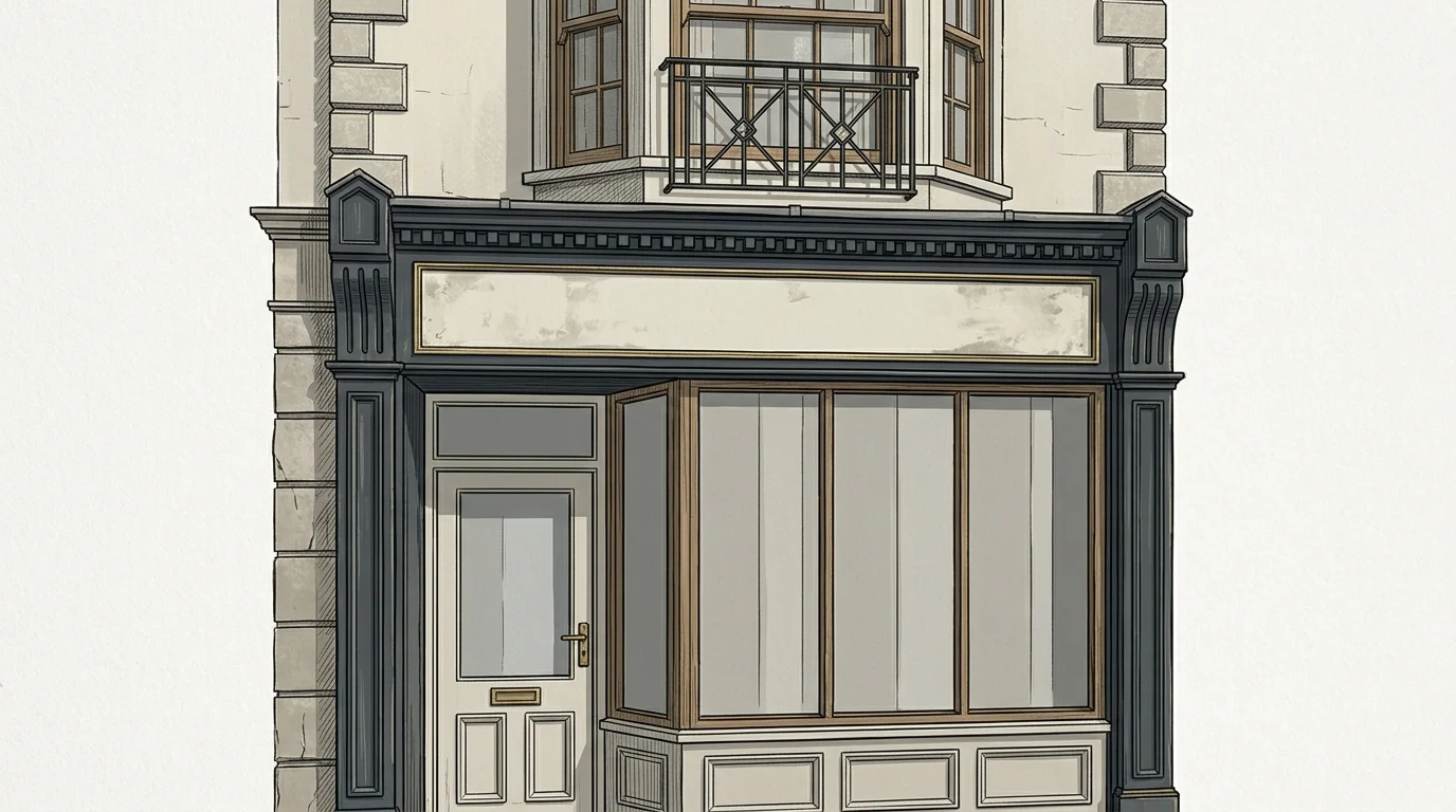 Conceptual detail of a traditional city centre shopfront.